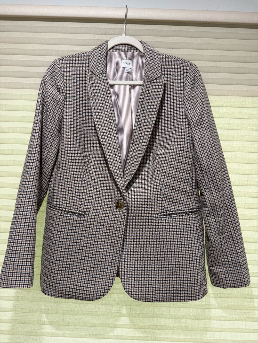 J. Crew Women's Tan & Navy Plaid Blazer - Picture 2 of 9